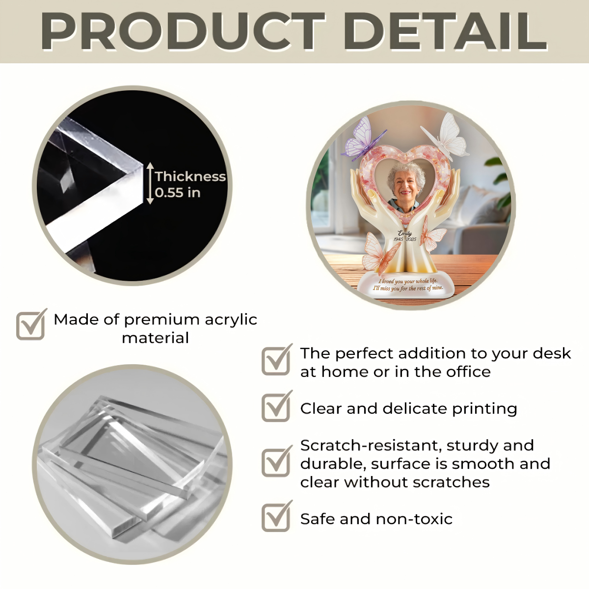 Personalized Memorial Acrylic Plaque With Photo & Name & Year