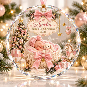 Personalized Baby's First Christmas Ornament, Sleeping Baby Girl Boy Keepsake