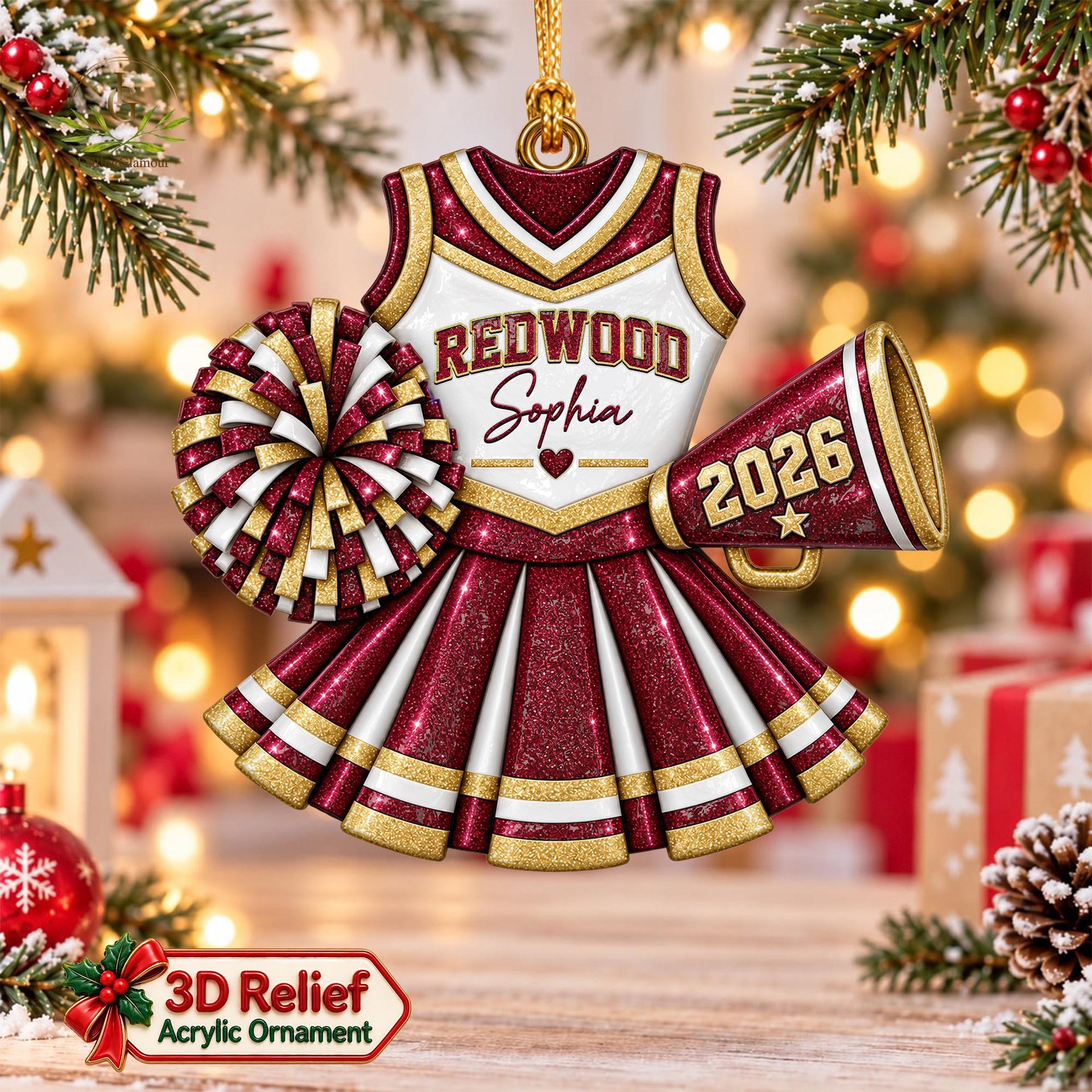 Personalized Cheerleader Uniform Christmas Ornament, Gift For Cheer Girl