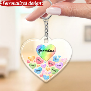 Grandma Mom Hearts In Heart Personalized Acrylic Keychain