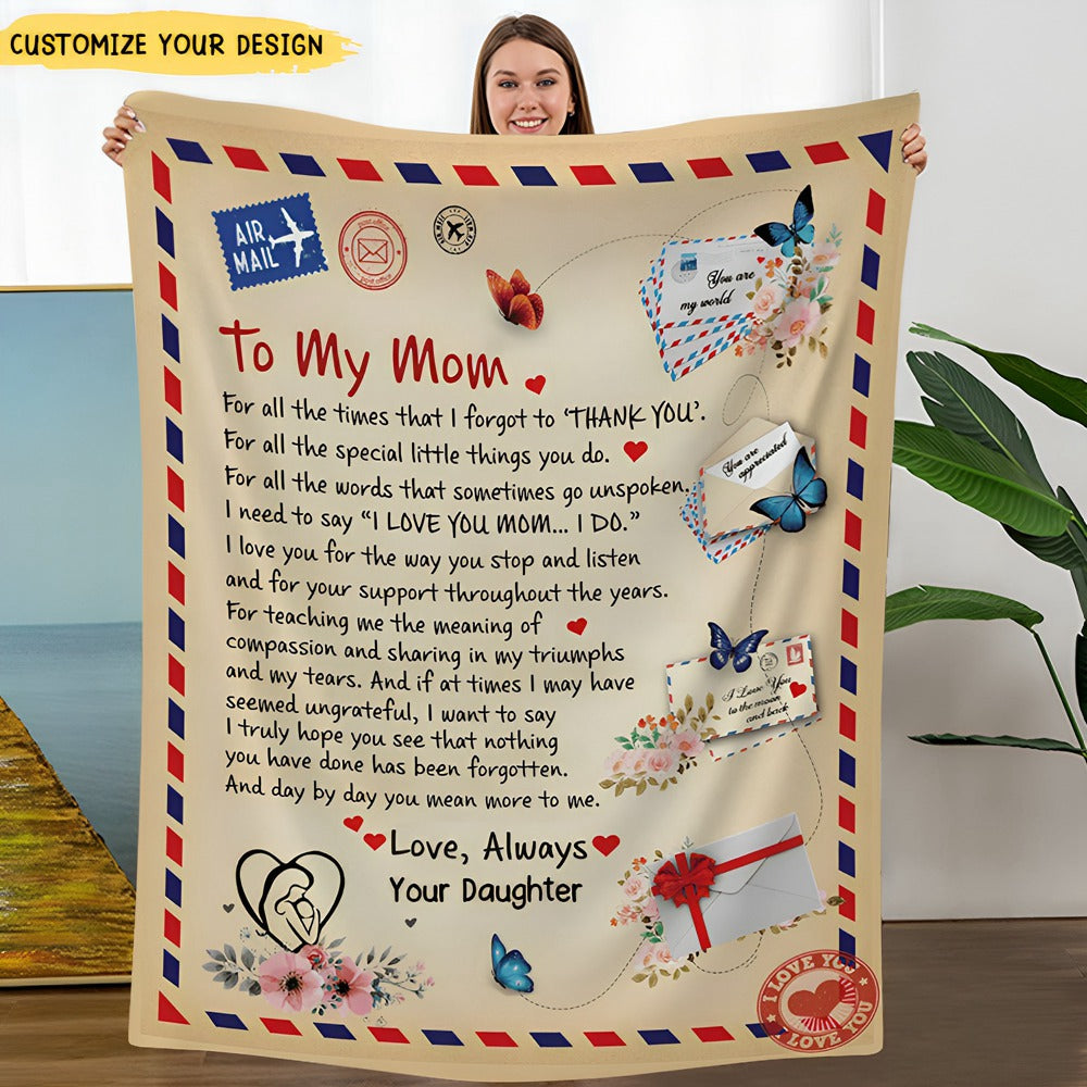 To My Mom - Personalized Giant Post Card Blanket
