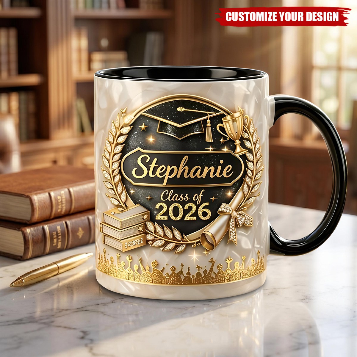 Custom Name Graduation 3D Effect Coffee Mug