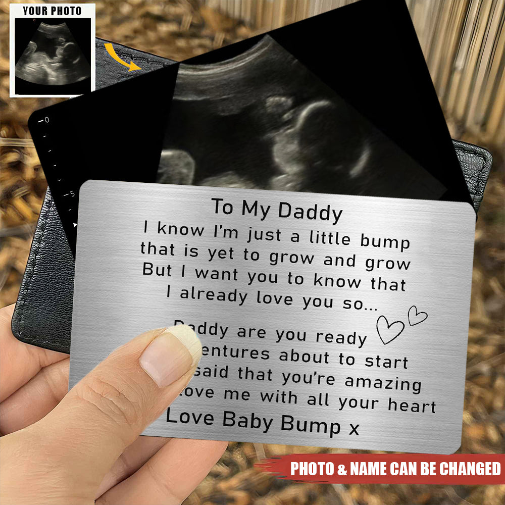 To My Daddy Love Bump - Personalized Photo Aluminum Wallet Card