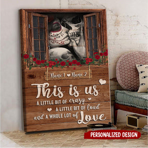 A Little Bit Of Crazy Gift For Husband Wife Couple Personalized Canvas