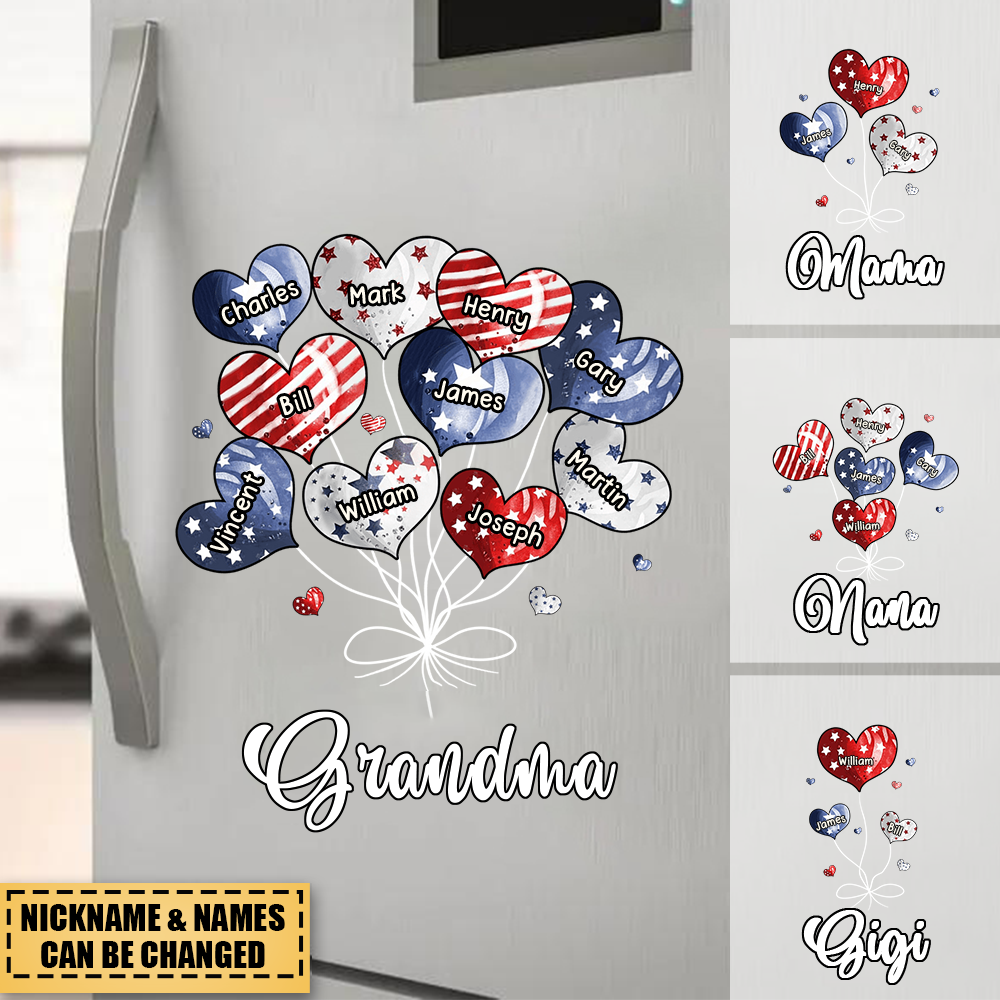 Sweet Heart American Flag Pattern Personalized Sticker Gift