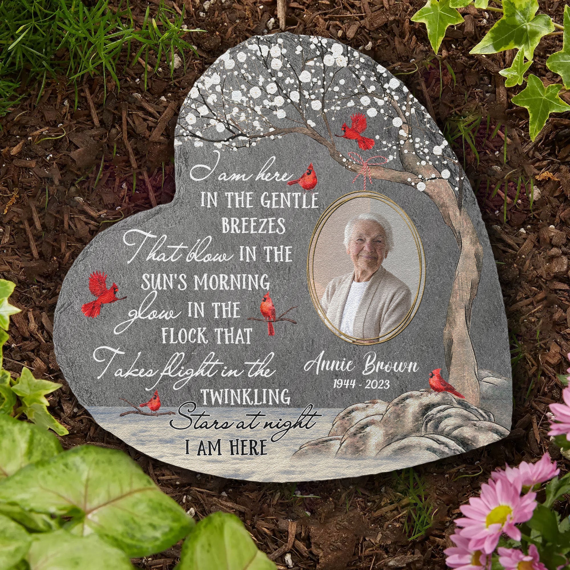 Photo Inserted I Am Here - Personalized Garden Stone
