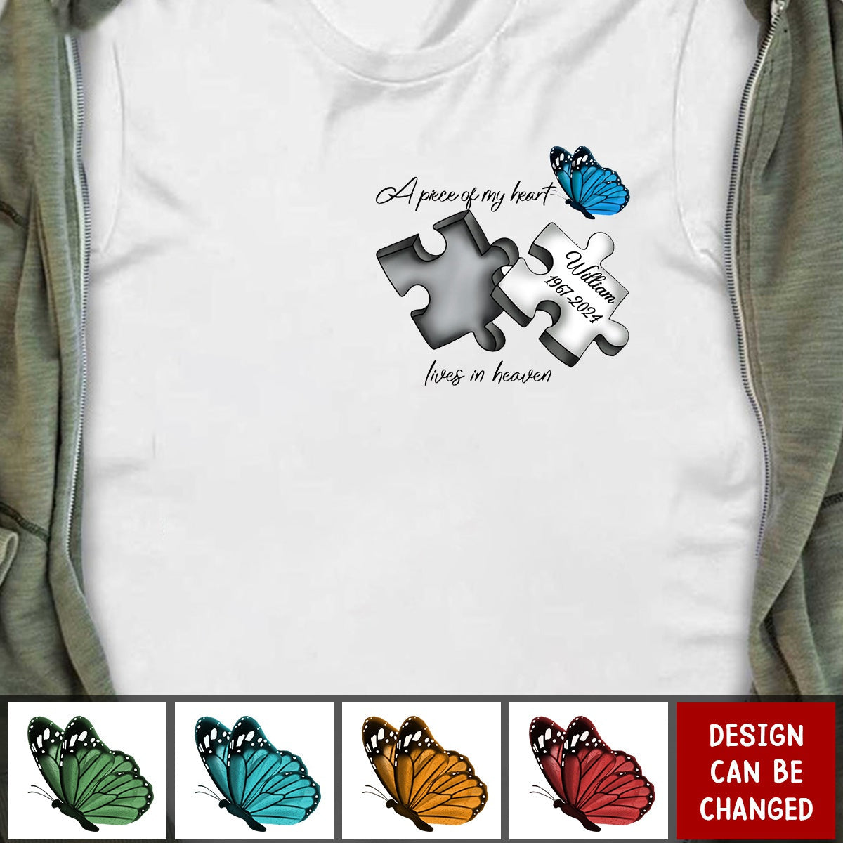 A Piece Of My Heart Lives In Heaven - Personalized Memorial T-Shirt