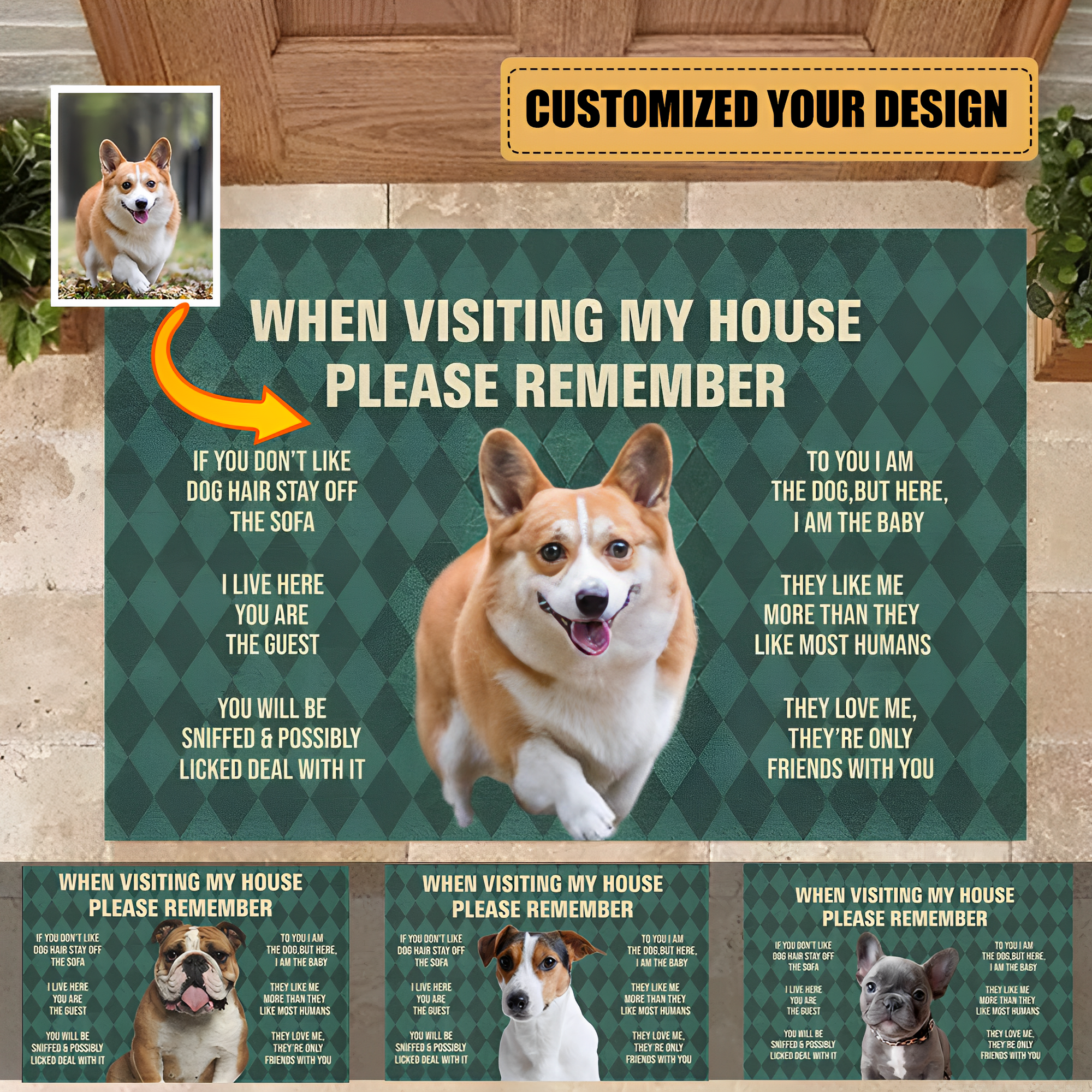 When Visiting My House Please Remember Love Dog Rules Upload Photo - Personalized Doormat