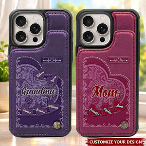 Grandma's Mom's Little Sweethearts - Personalized Leather Flip Wallet Phone Case