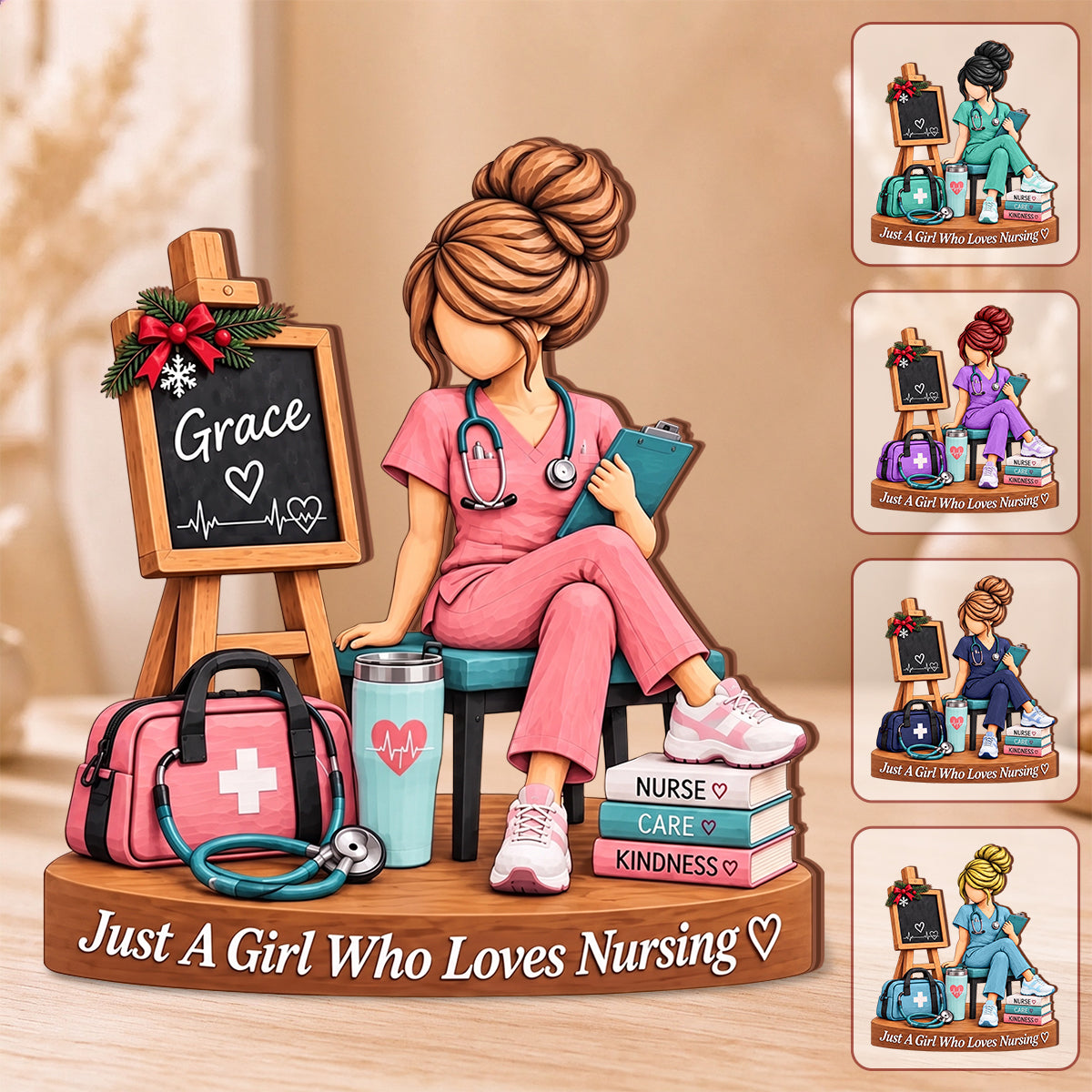 Personalized Nurse Wooden Plaque, Custom Name Desk Decor, Nurse Graduation Gift