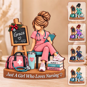 Personalized Nurse Wooden Plaque, Custom Name Desk Decor, Nurse Graduation Gift