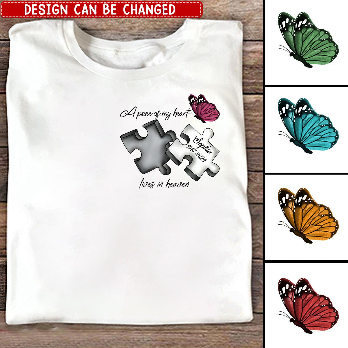 A Piece Of My Heart Lives In Heaven - Personalized Memorial T-Shirt