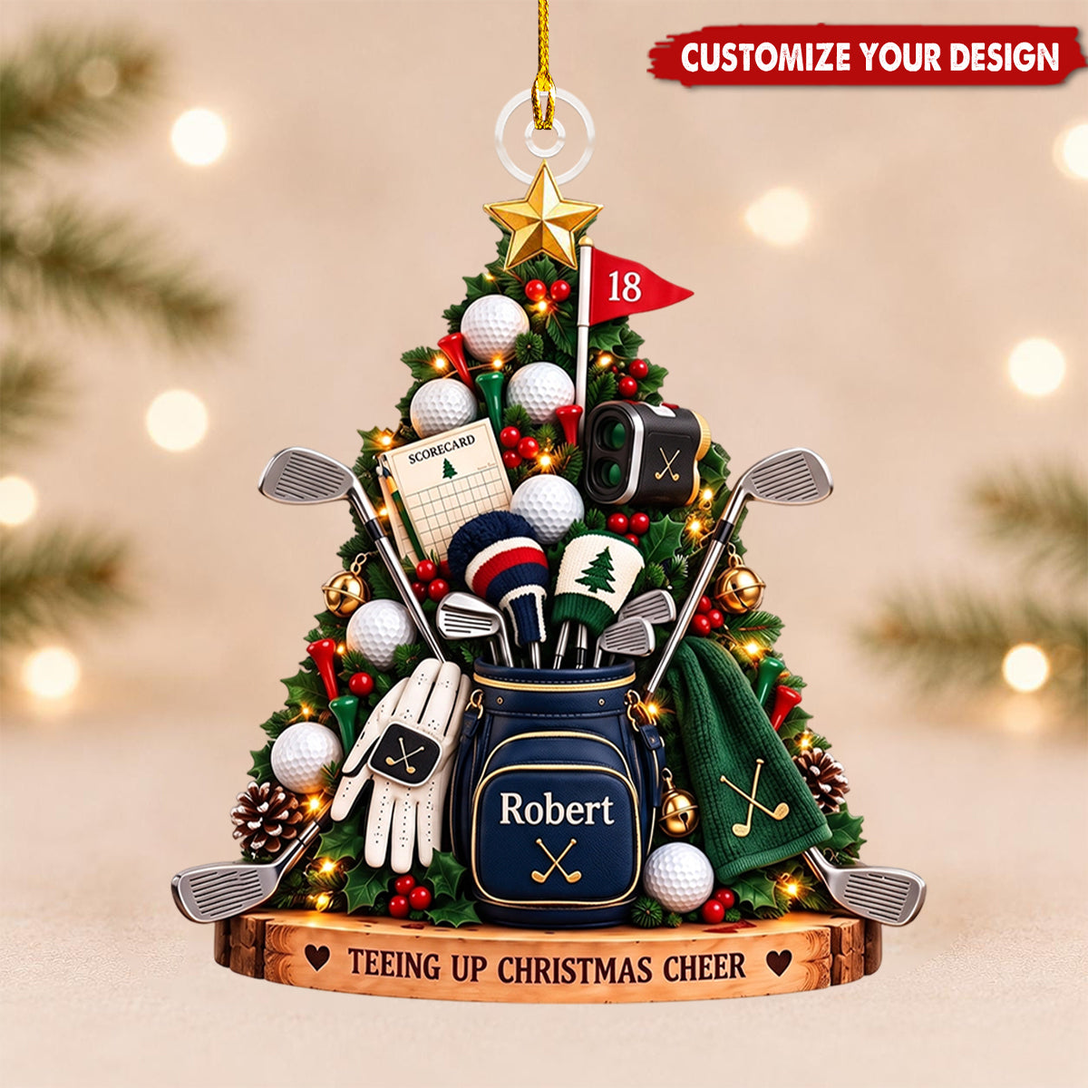 Personalized Golf Ornament, Teeing Up Christmas Cheer Holiday Keepsake