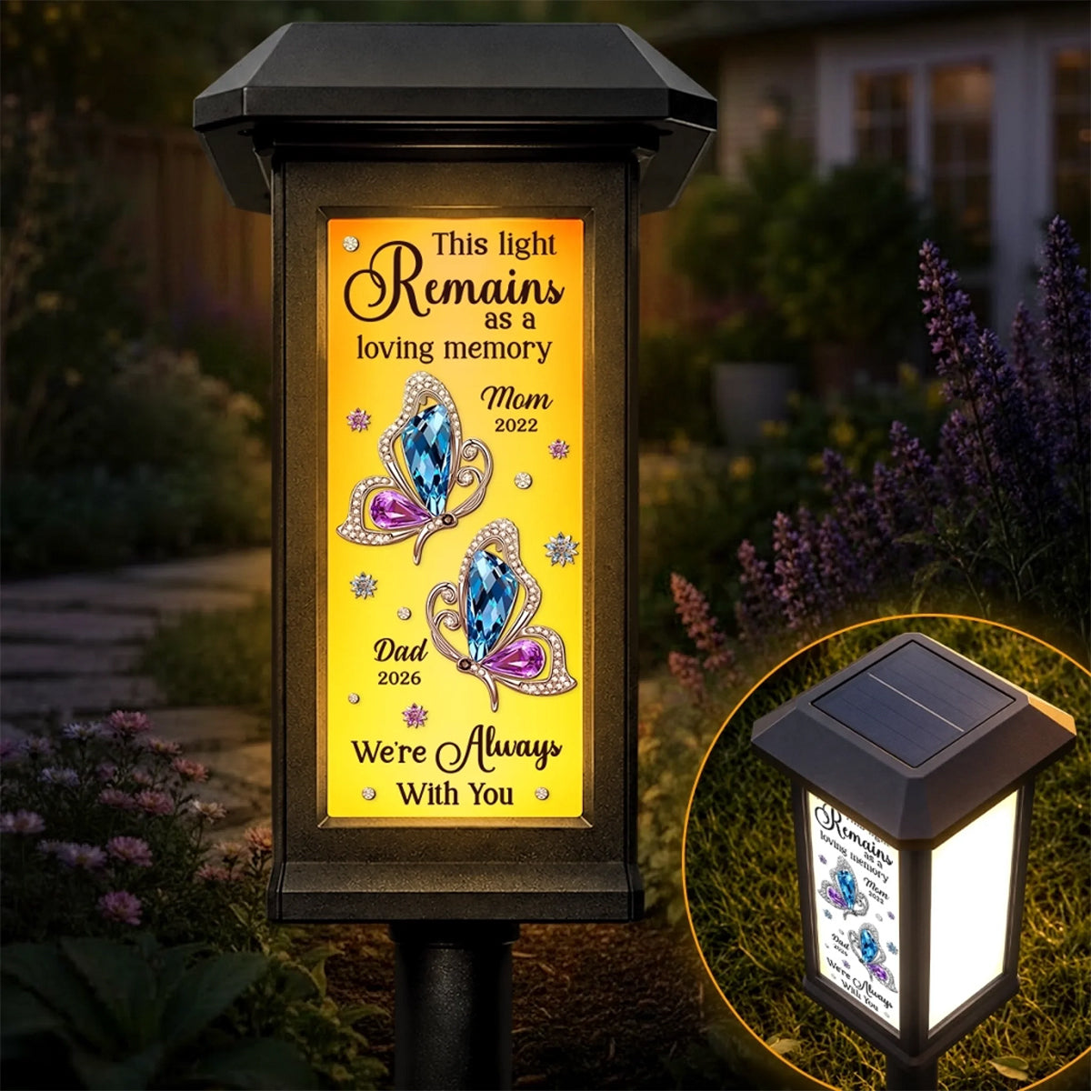 Personalized Memorial Sympathy Gifts For Loss Of Mom, Dad-Custom Solar Garden Light