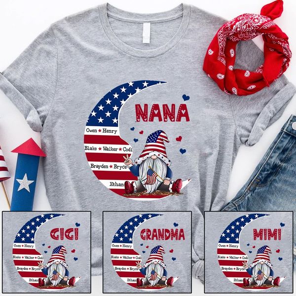 Personalized Grandma Moon American Flag T-Shirt