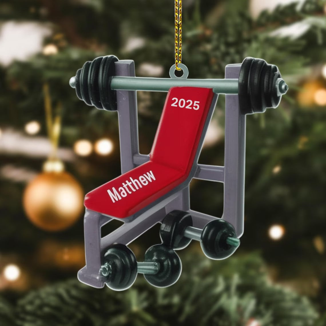 Personalized Gym Bench Christmas Ornament - Gift for Bodybuilders, FitnessCoach, Weightlifter