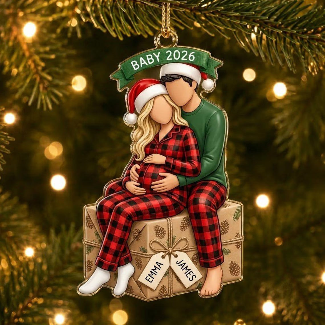 Personalized Pregnancy Christmas Ornament, Expecting Parents Gift