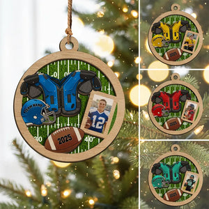 Personalized Football Player Photo Wooden Ornament-Christmas Ornament Football Gifts