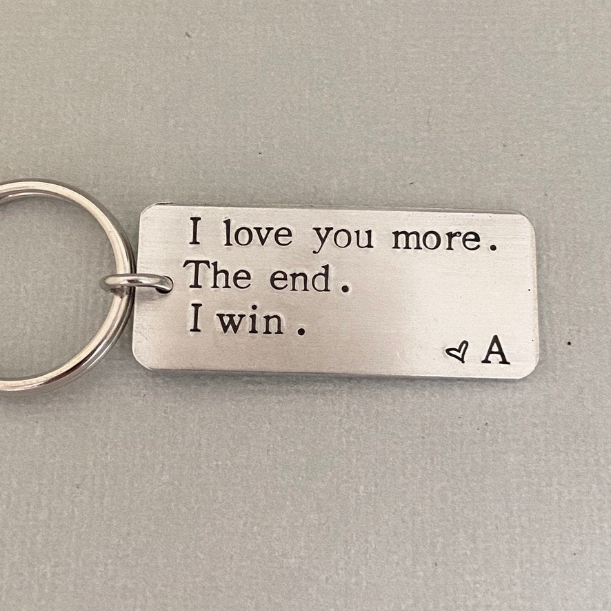 I Love You More - Personalized Couple Initial Keychain
