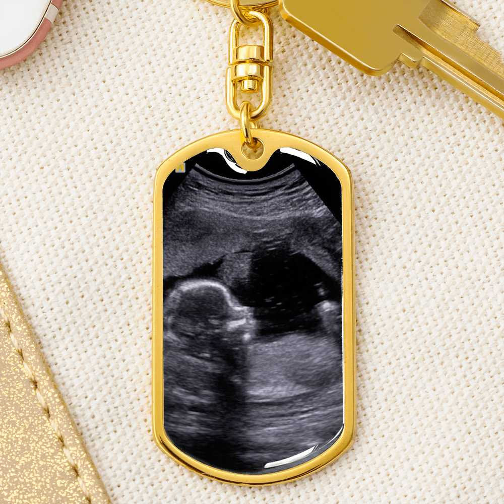 Daddy To Be Keepsake Gift From Baby Bump - Personalized Stainless Steel Keychain
