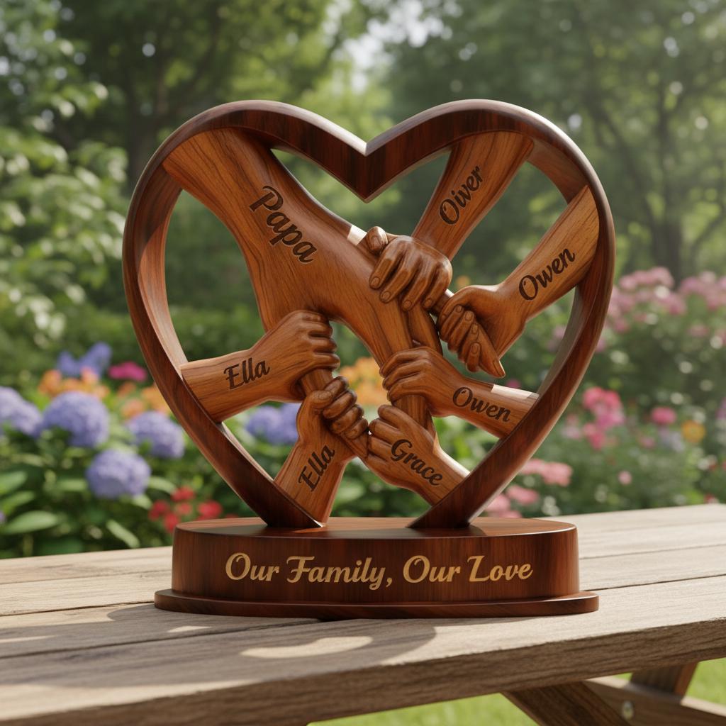 Our Family Our Love - Personalized Custom Family Name Plaque
