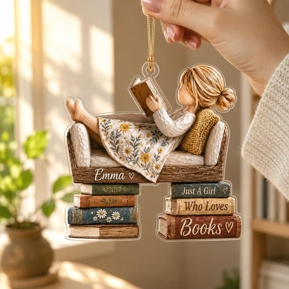 Just A Girl Who Loves Books - Personalized Book Lover Christmas Ornament