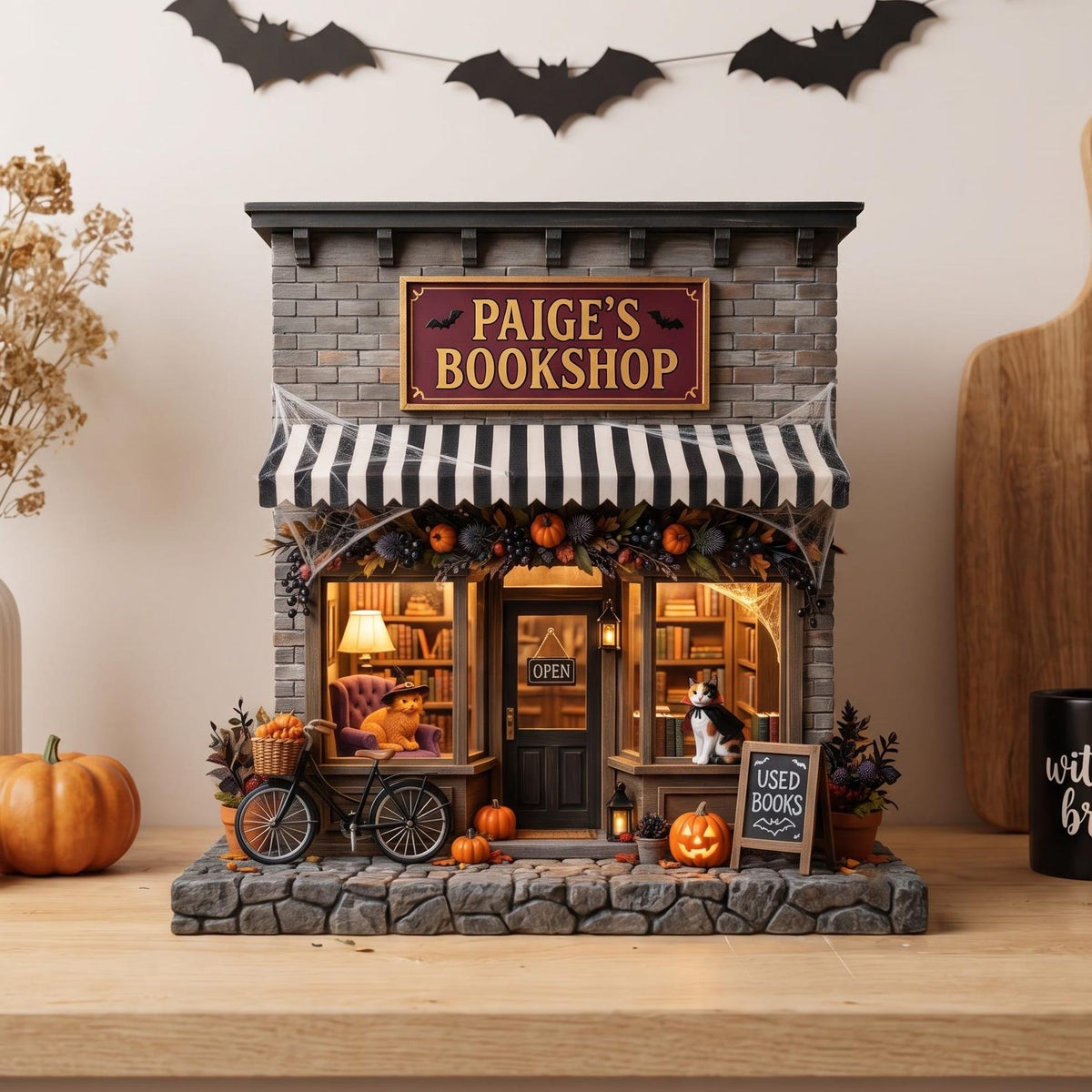 Custom Bookshop Wooden Block,Personalized Halloween Shaped Wooden Plaque