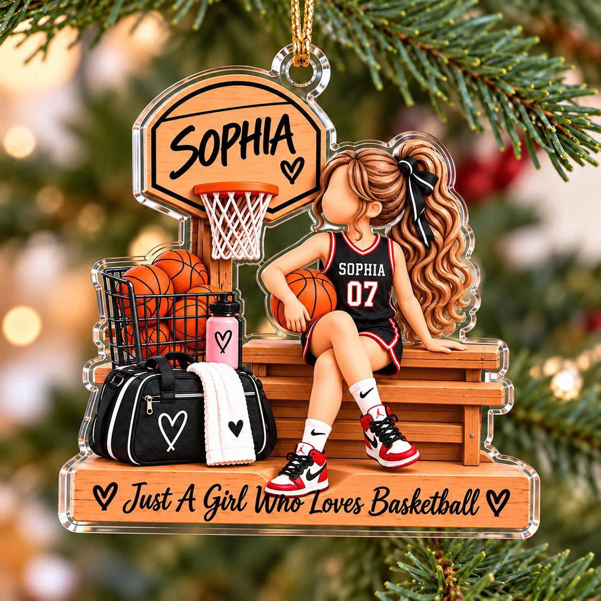 Personalized Basketball Girl Ornament, Girl Basketball Ornament