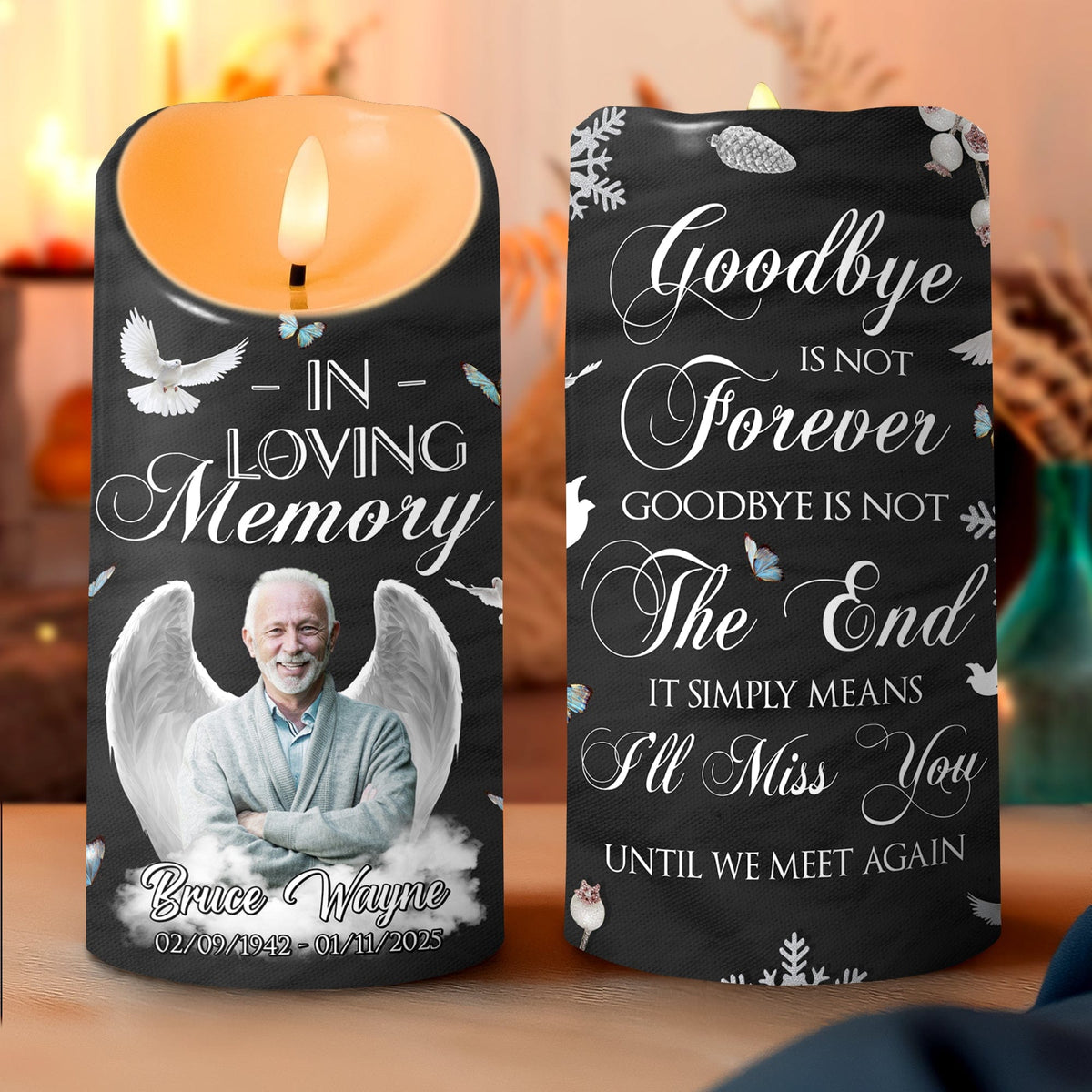 Custom Photo Gone But Never Forgotten Memorial LED Candle