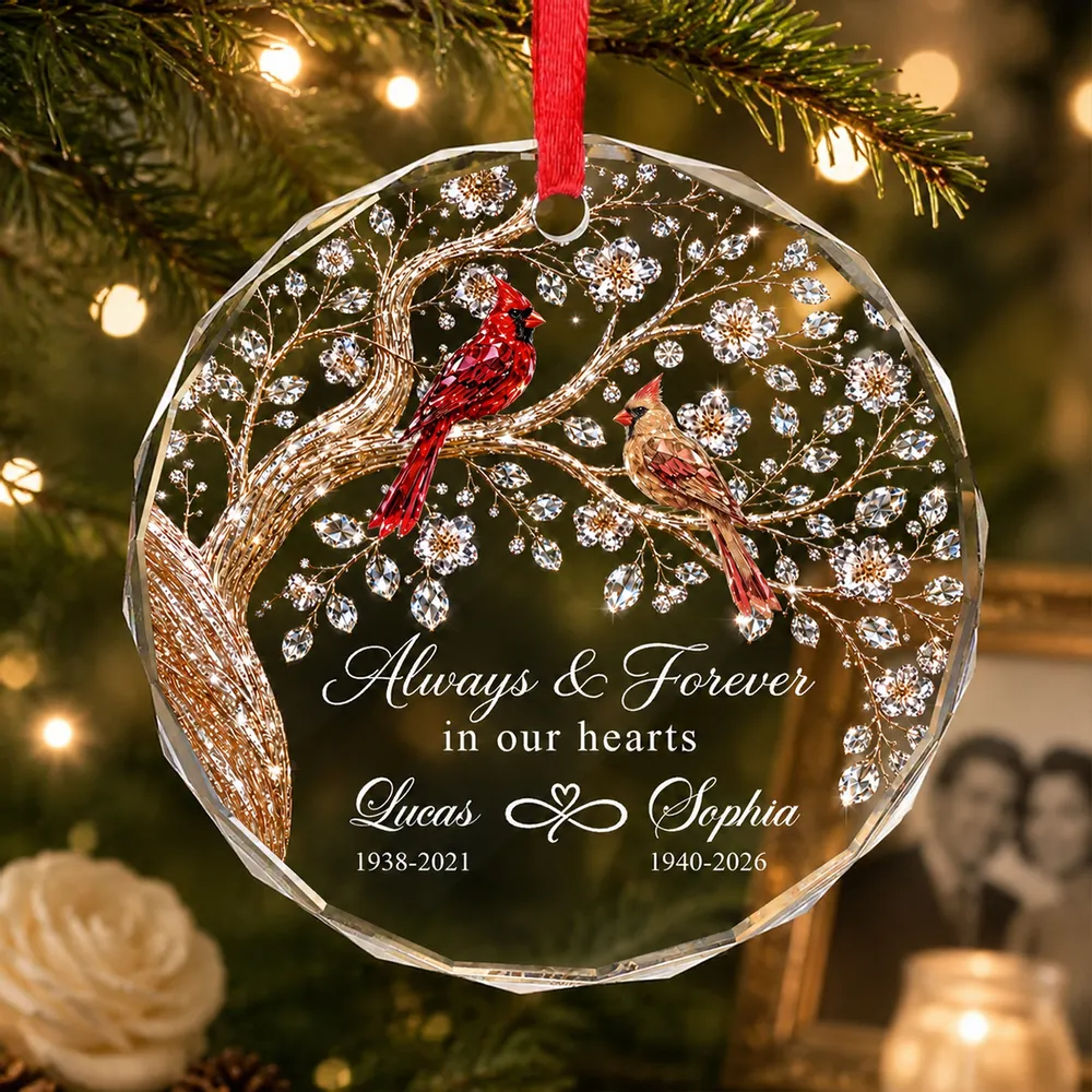 Always And Forever in Our Hearts - Personalized Glass Ornament