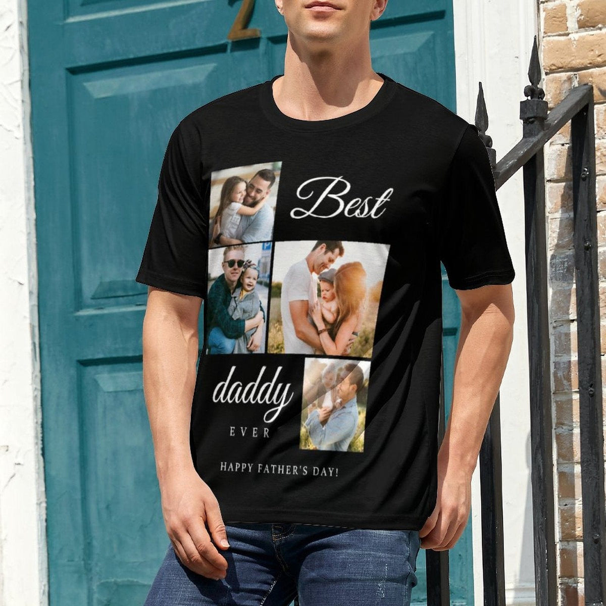 Custom Photo&Text Best Daddy T-Shirt Birthday Holiday Gift Shirt for Father's Day