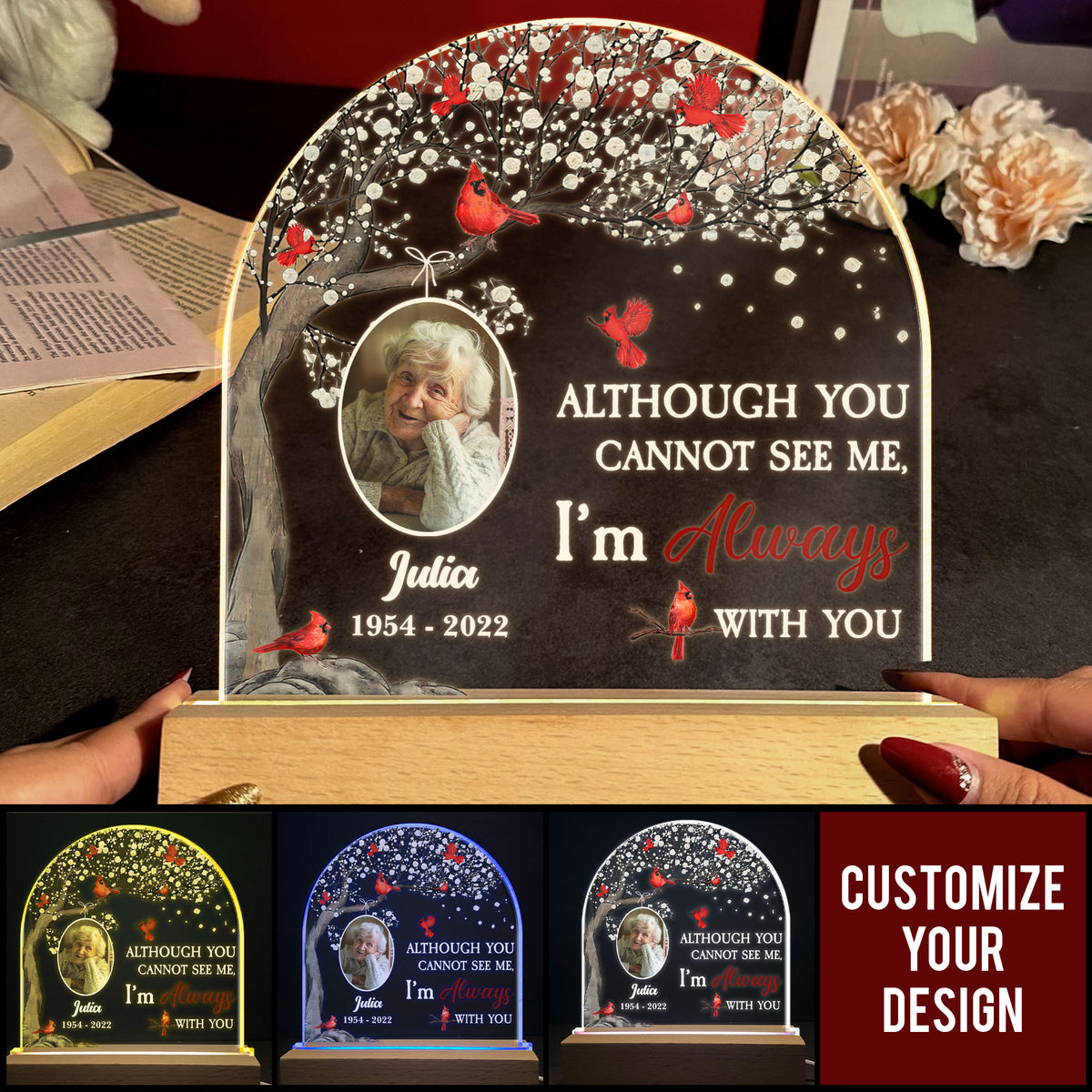 I Am Always With You - Personalized 3D LED Light Wooden Base