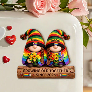 Growing Old Together – Personalized LGBTQ Couple Fridge Magnet