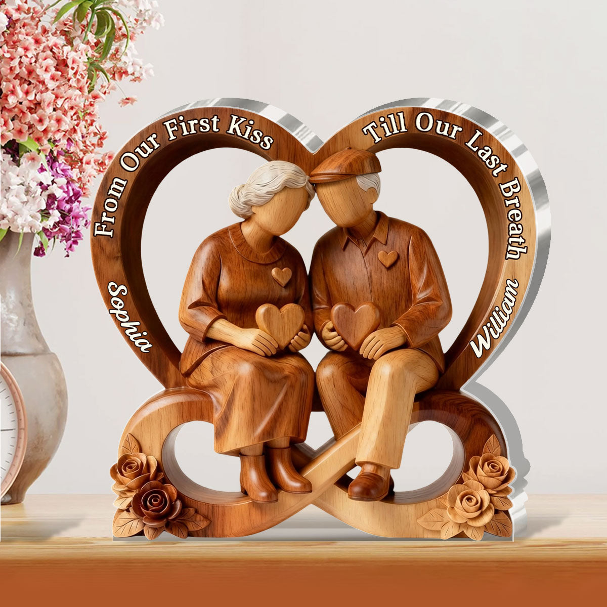 Infinity Heart Couple Keepsake - Personalized Custom Shaped Acrylic Plaque