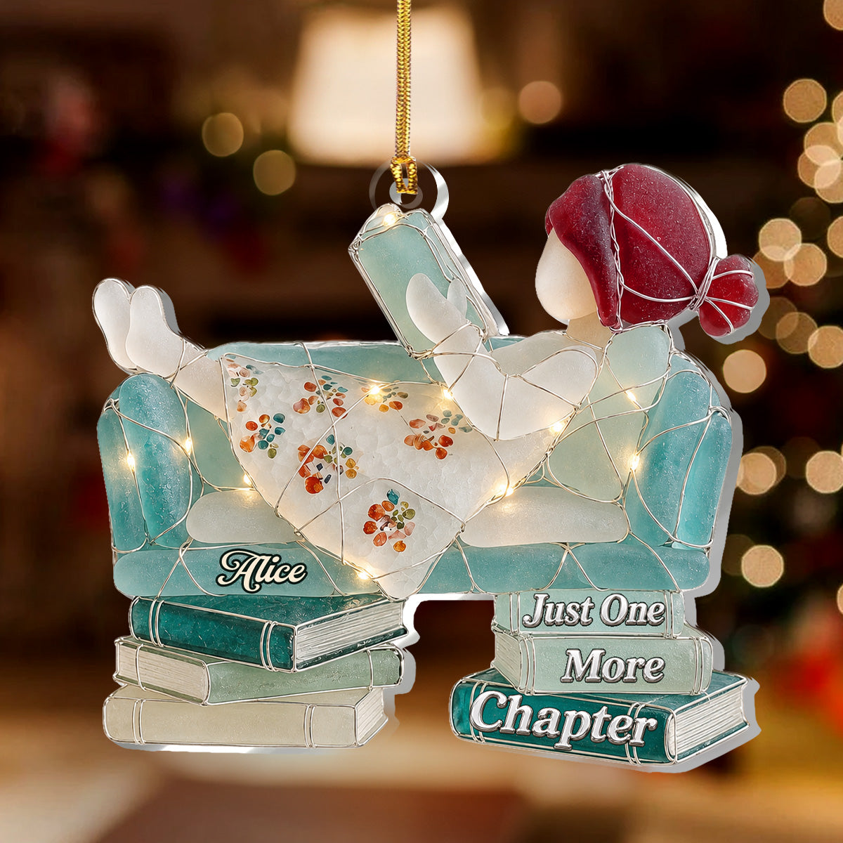 Just A Girl Who Loves Books Sea Glass Effect - Personalized Acrylic Ornament