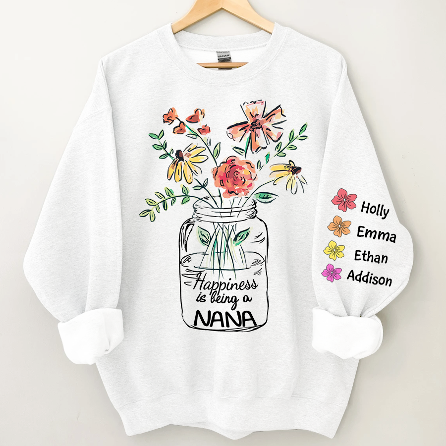 Happiness Is Being A Nana Flower Watercolor Sweatshirt