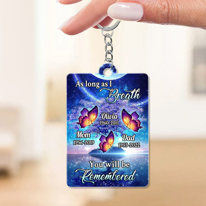 Personalized Butterflies Memorial God Has You In His Arms I Have You In My Heart Keychain