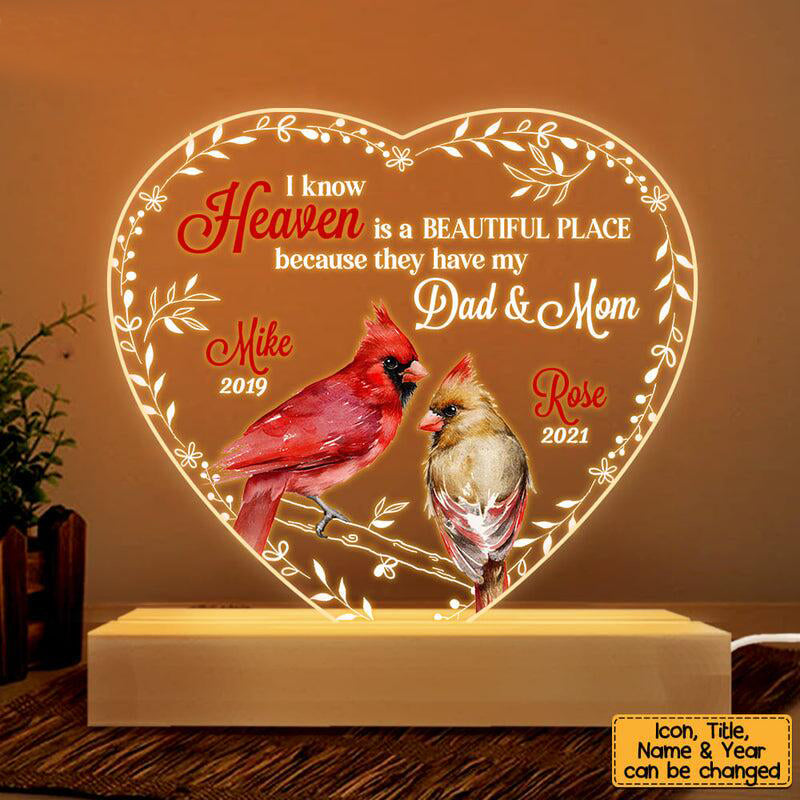 Heaven Is A Beautiful Place Heart Plaque LED Lamp Night Light