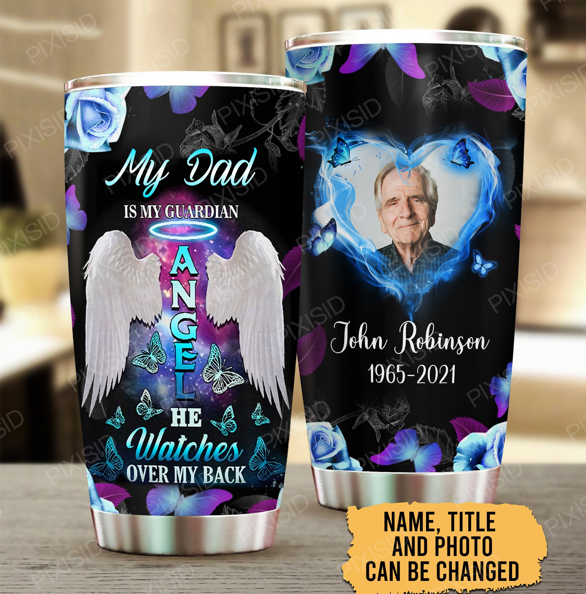 Personalized Memorial Tumbler My Guardian Angel Watches Over My Back Custom Memorial Gift
