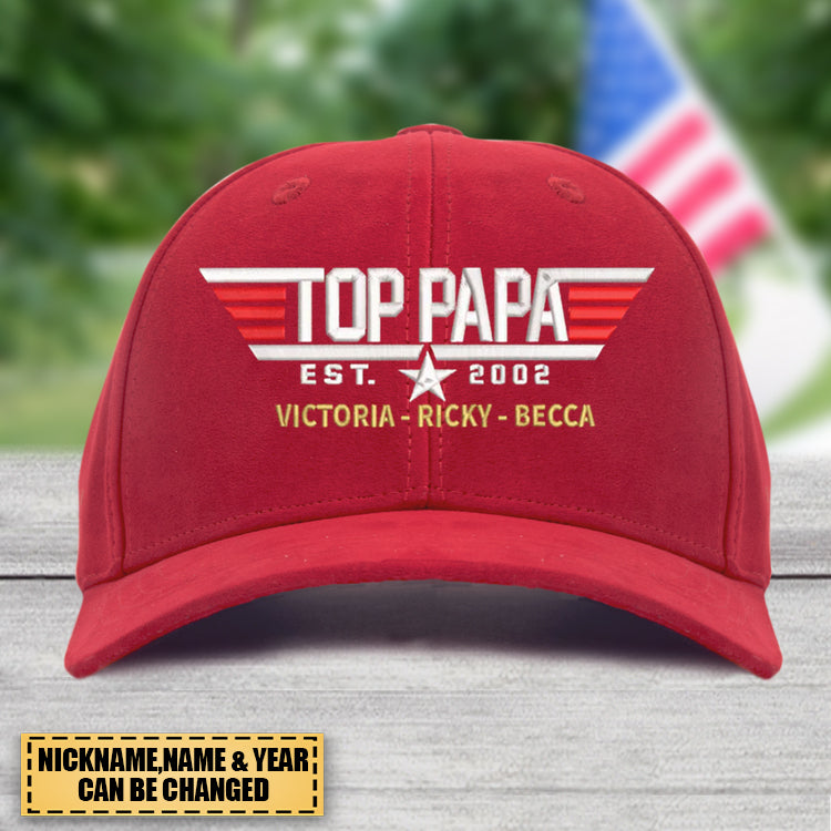 Personalized Papa Top With Grandkids Cap