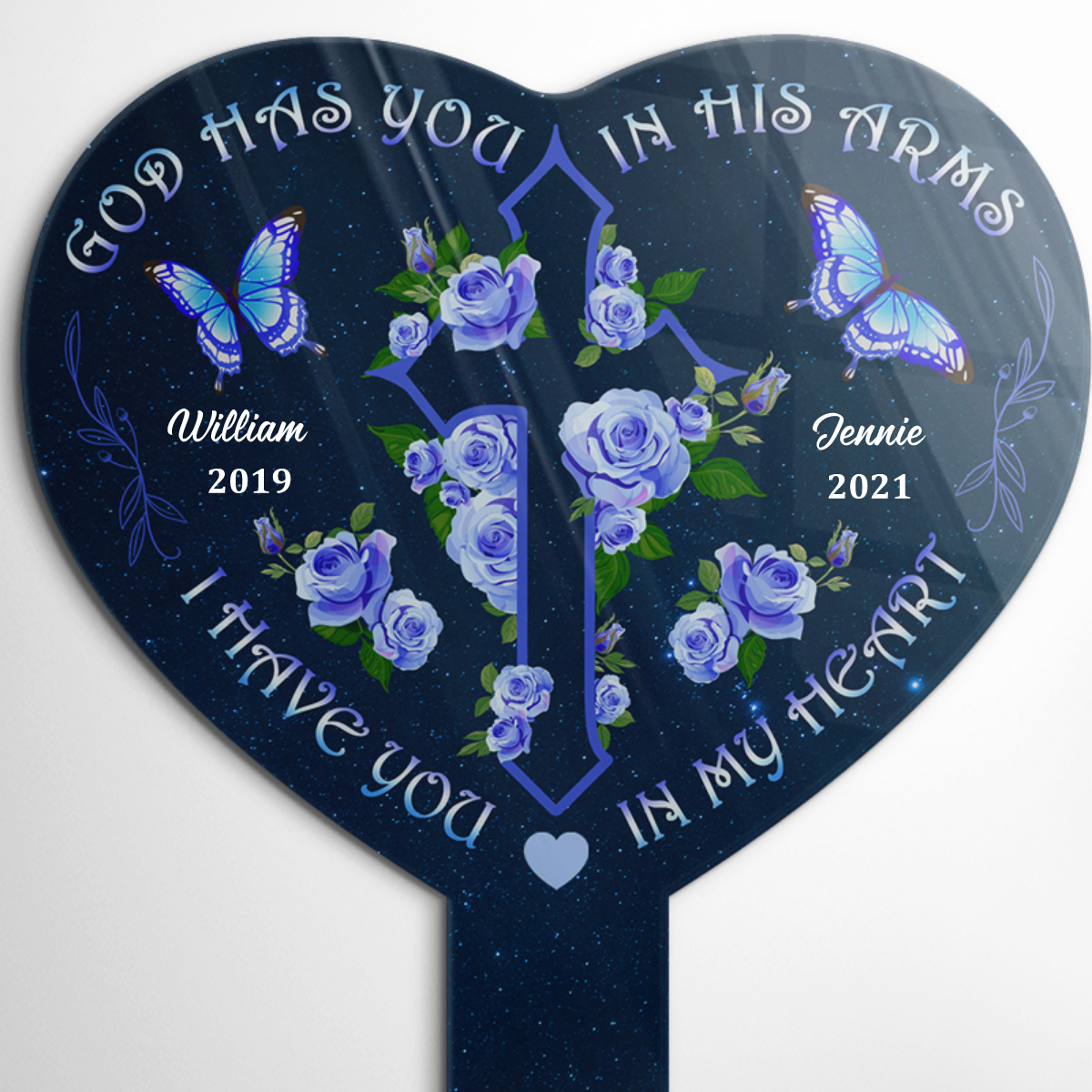 God Has You In His Arms - Memorial Gift  - Personalized Stake