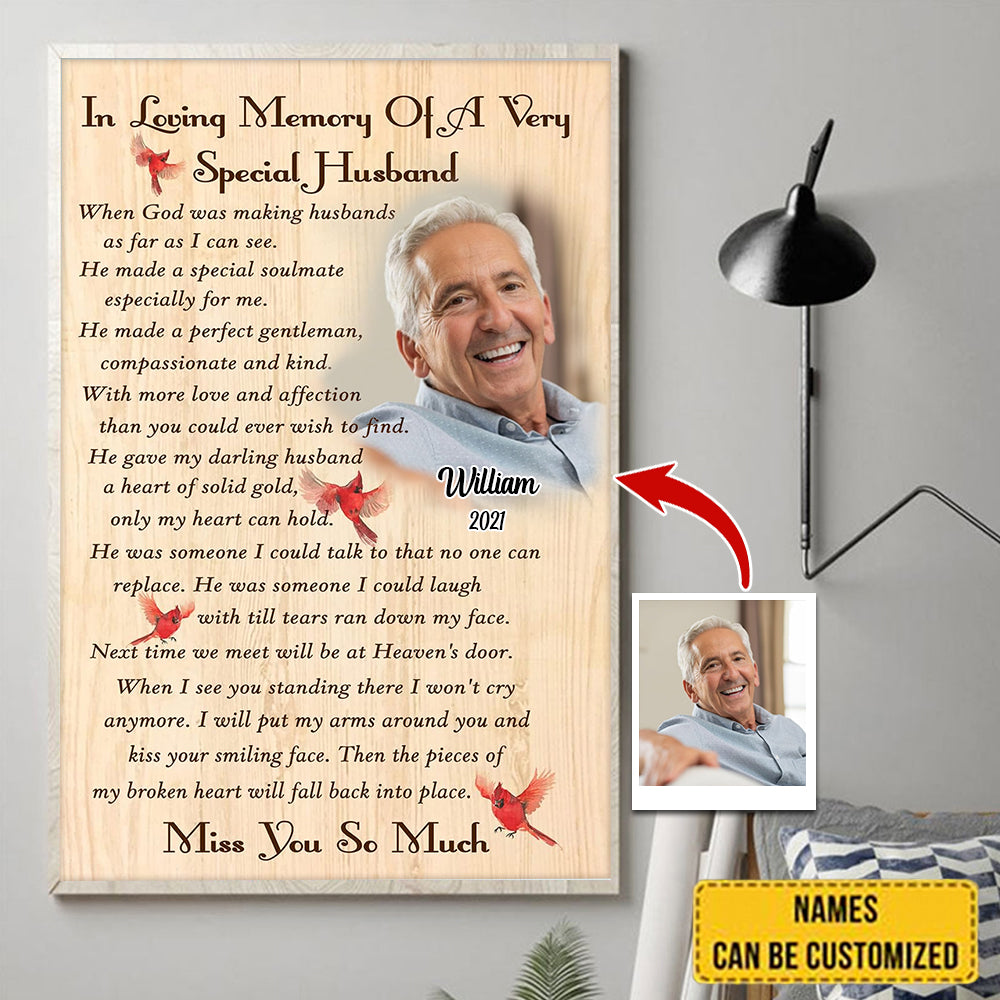 Personalized Husband Memorial Canvas Wall Art| In Loving Memory of a Very Special Husband| Loss of Husband Deepest Sympathy Gift