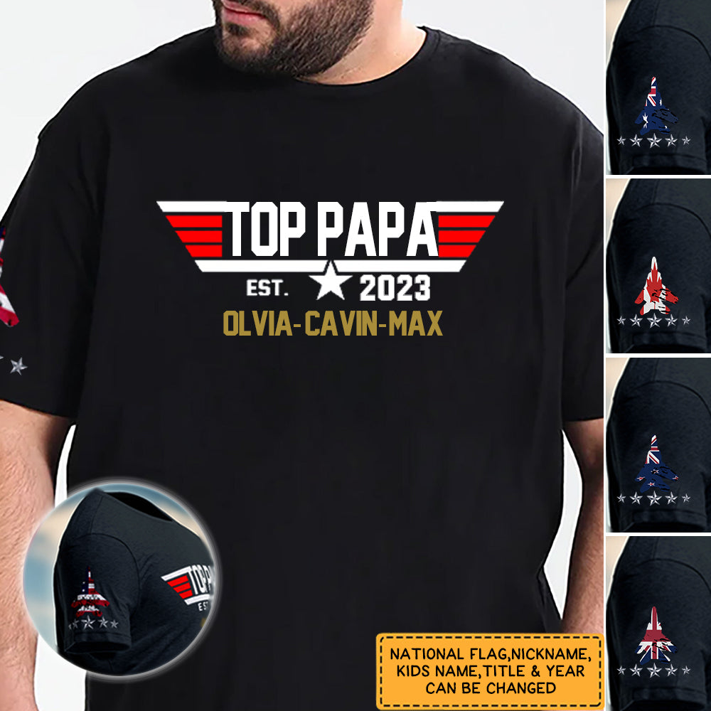 Personalized Papa With Grandkids T-Shirt - Best Father's Day Gift