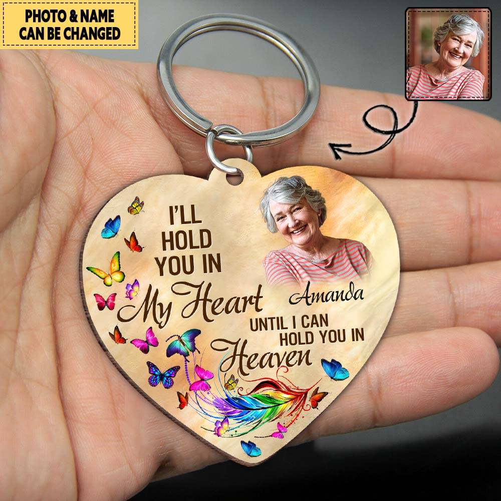 Personalized I'll Hold You In My Heart Wooden Keychain