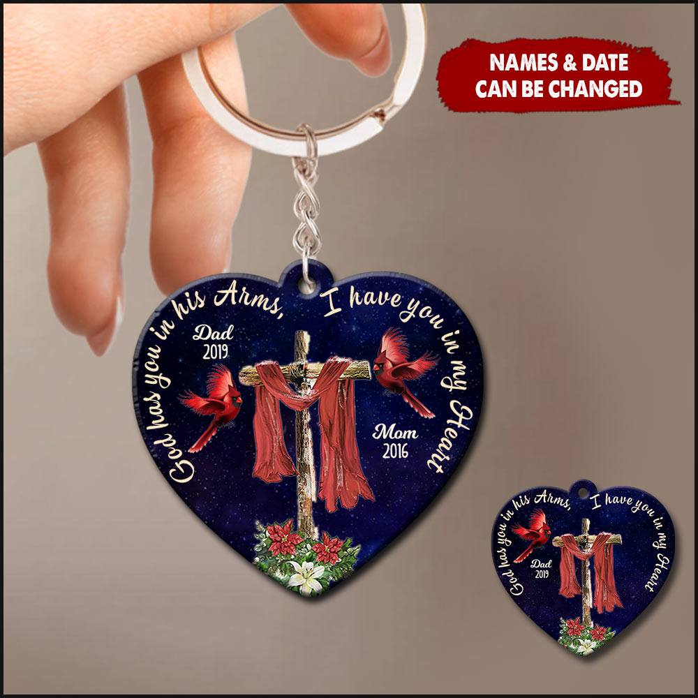 God Has You In His Arms, I Have You In My Heart Personalized Keychain