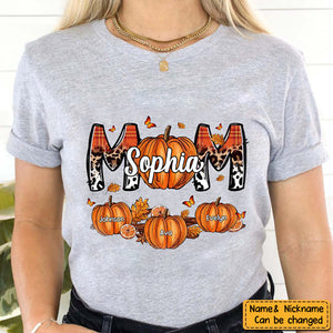 Mom Patterned Pumpkins Fall Season Personalized Shirt