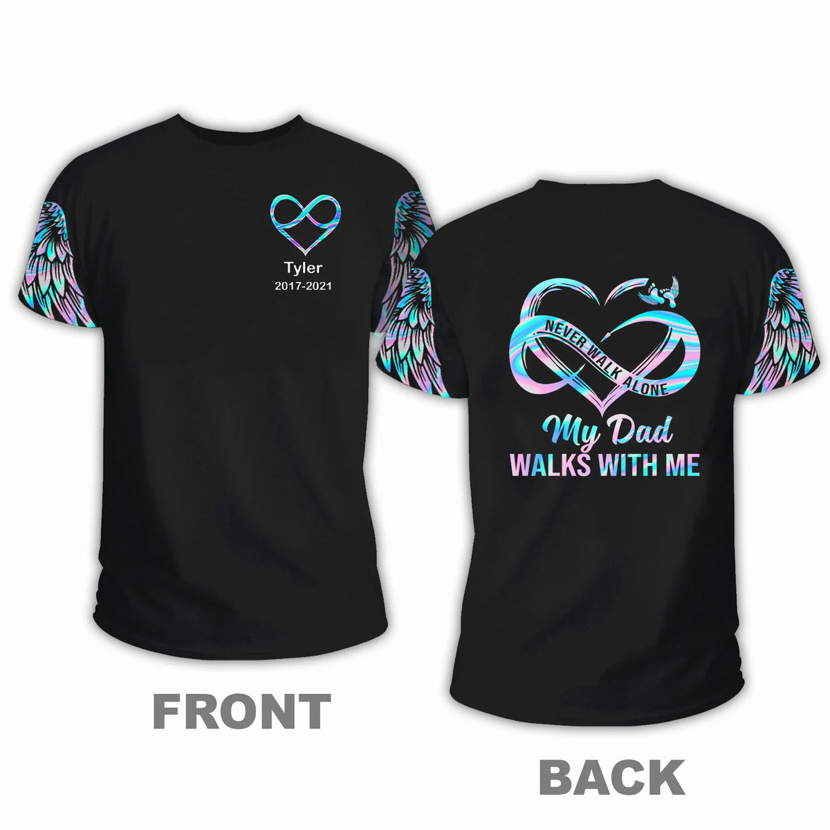 Never Walk Alone My Love Walks With Me Personalized T-shirt