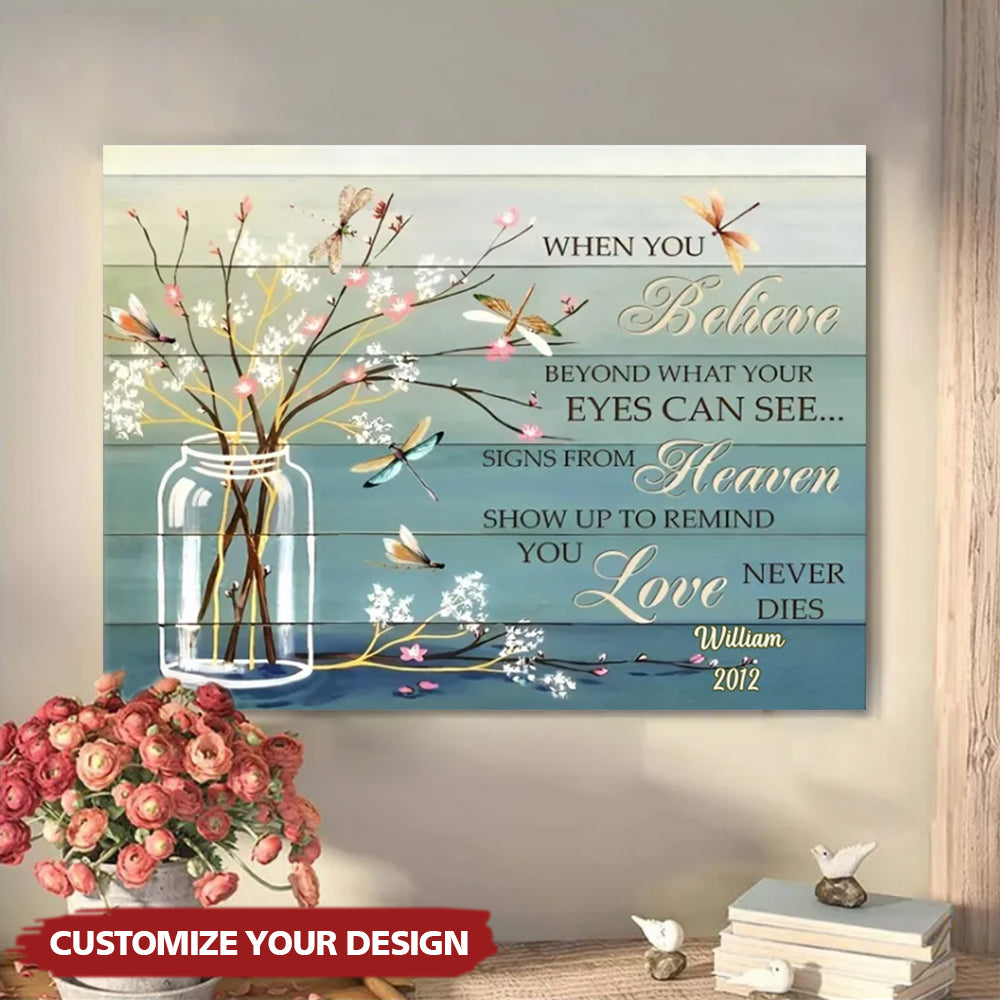 Sympathy Canvas Gifts When You Believe Dragonfly Wall Art Decor