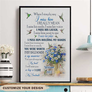 When I Simply Say I Miss Him Canvas Memorial Wall Art Decor