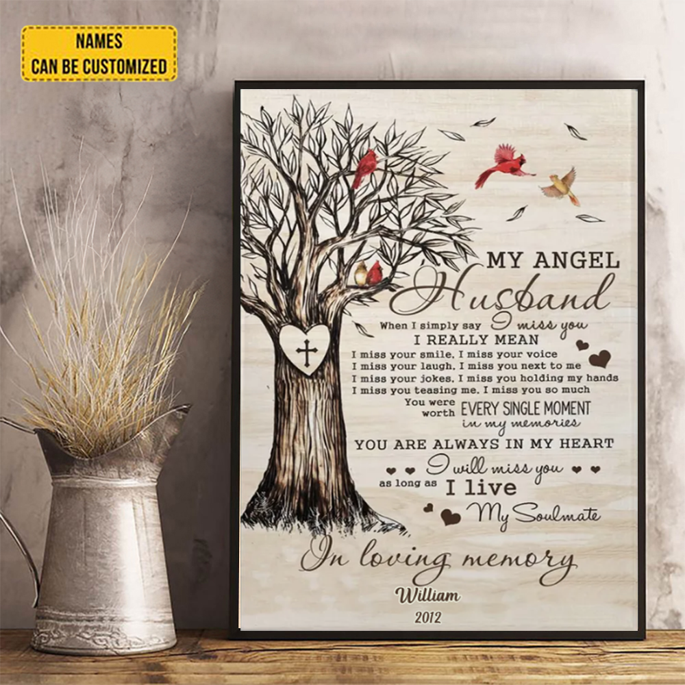 Personalized Wall Art For Loss Of Husband My Angel In Loving Memory Gifts